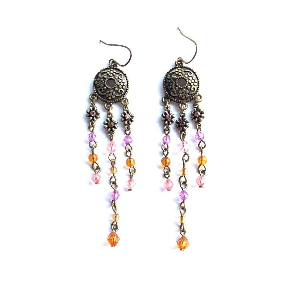 Bronze Chandelier Beaded Earrings